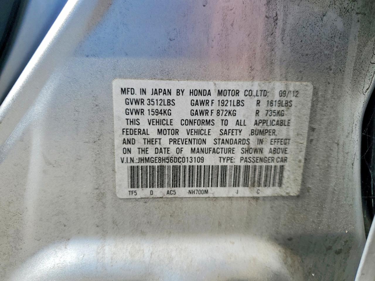 2013 Honda Fit Sport Silver vin: JHMGE8H56DC013109