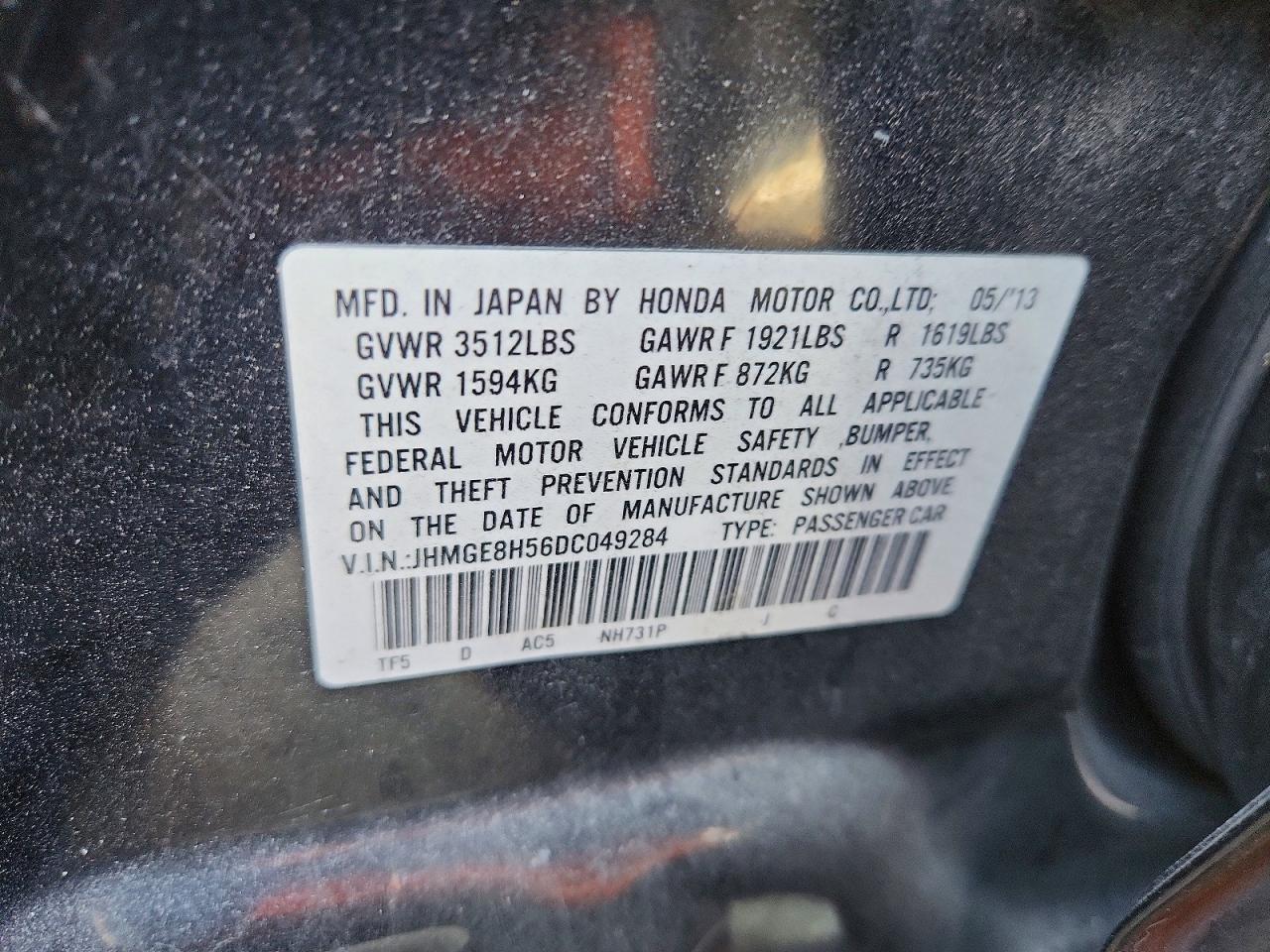 2013 Honda Fit Sport Black vin: JHMGE8H56DC049284