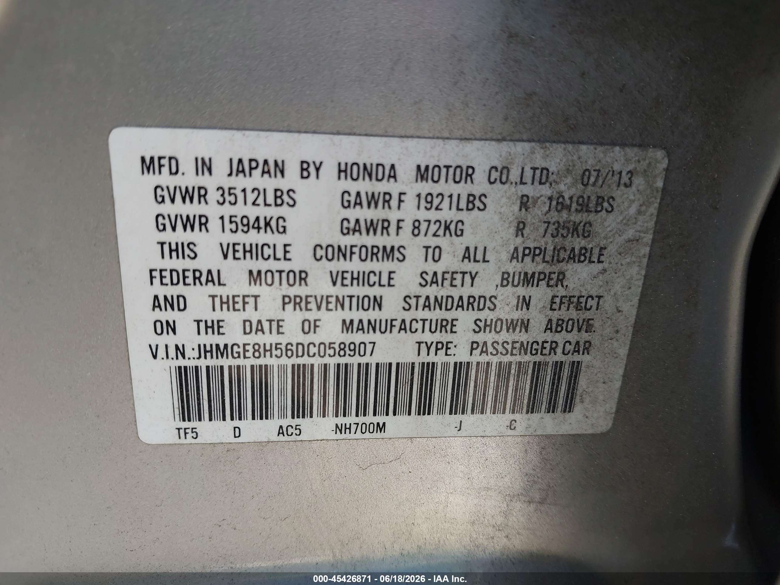 2013 Honda Fit Sport Silver vin: JHMGE8H56DC058907