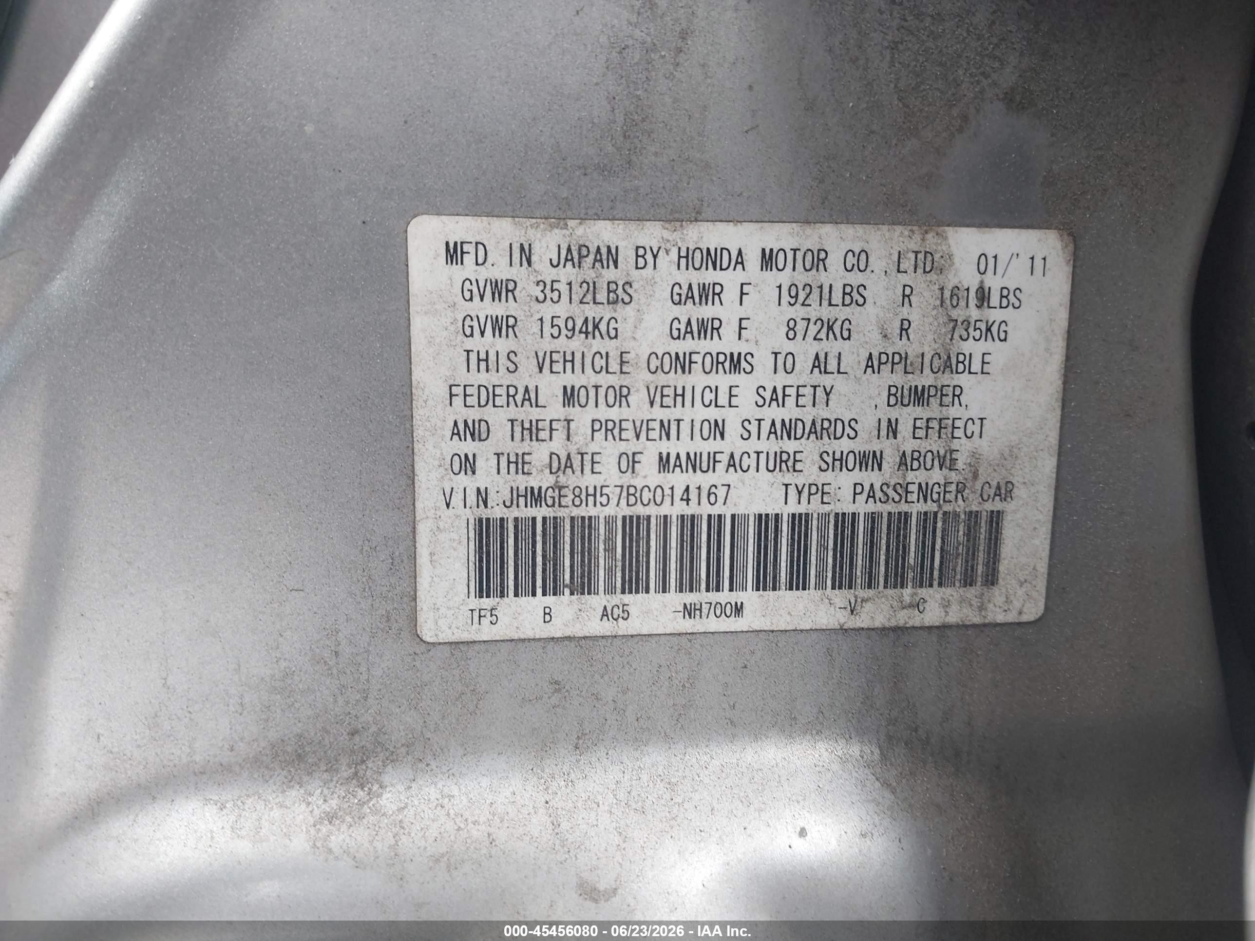 2011 Honda Fit Sport Silver vin: JHMGE8H57BC014167