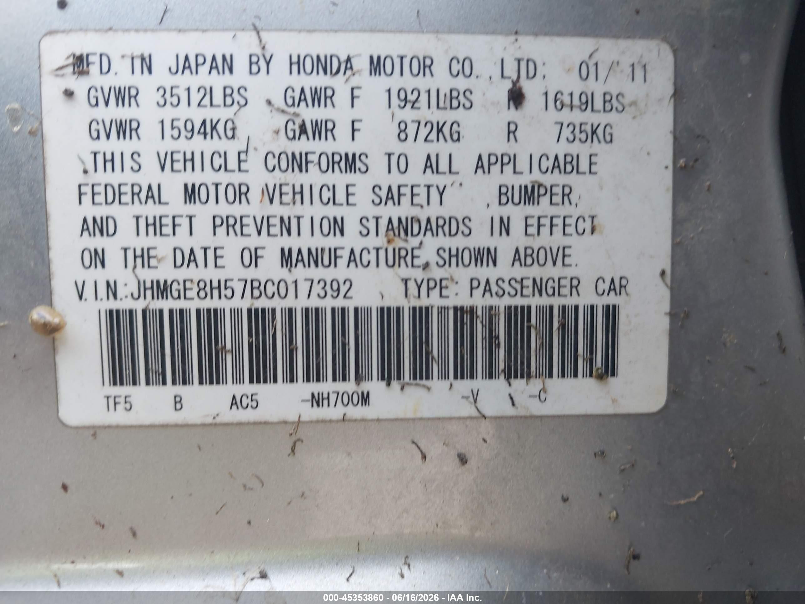 2011 Honda Fit Sport Silver vin: JHMGE8H57BC017392