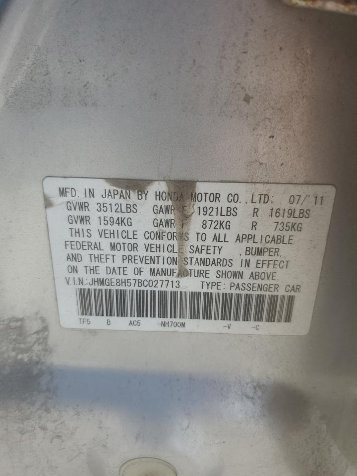 2011 Honda Fit Sport Silver vin: JHMGE8H57BC027713