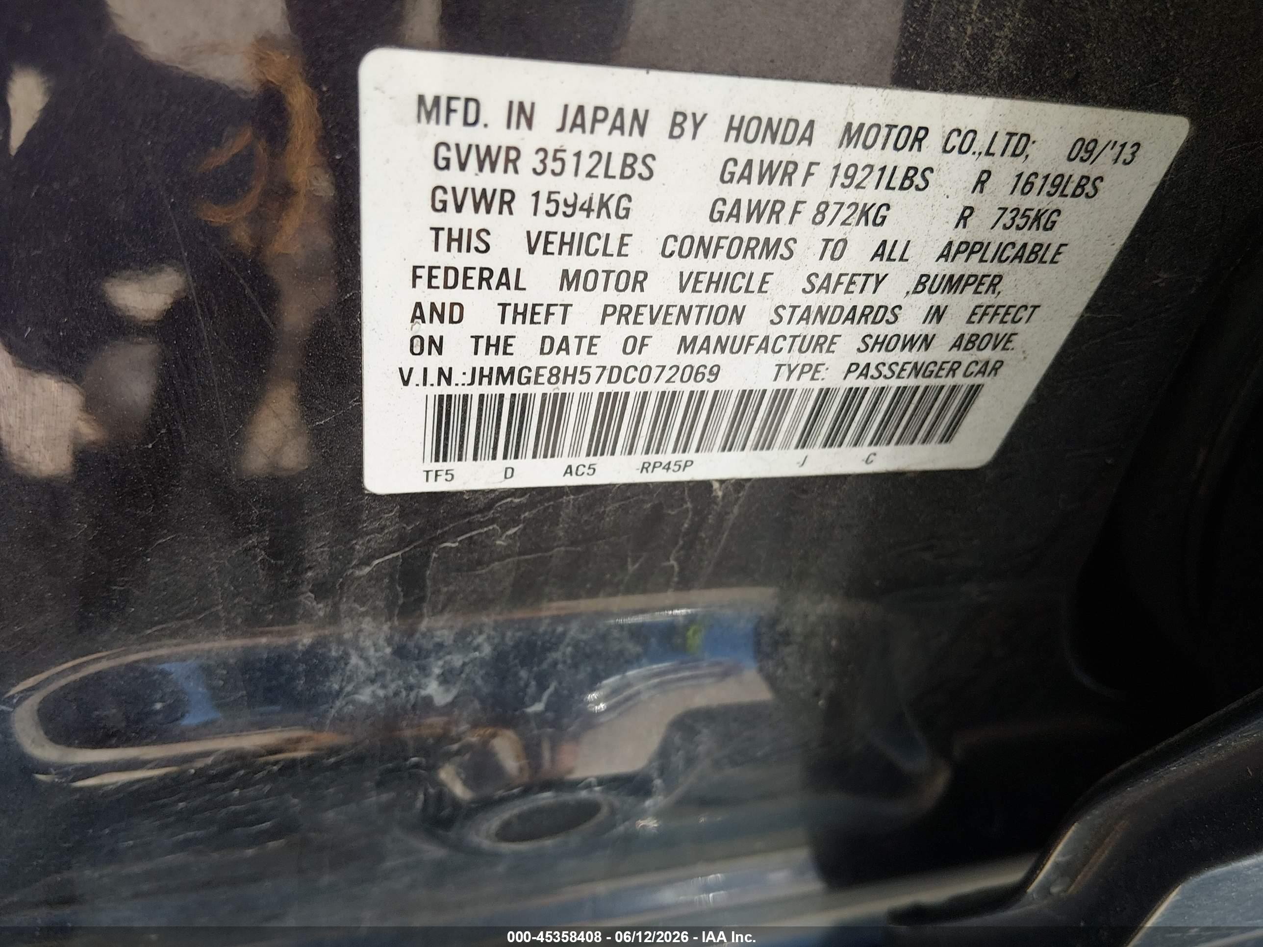 2013 Honda Fit Sport Purple vin: JHMGE8H57DC072069