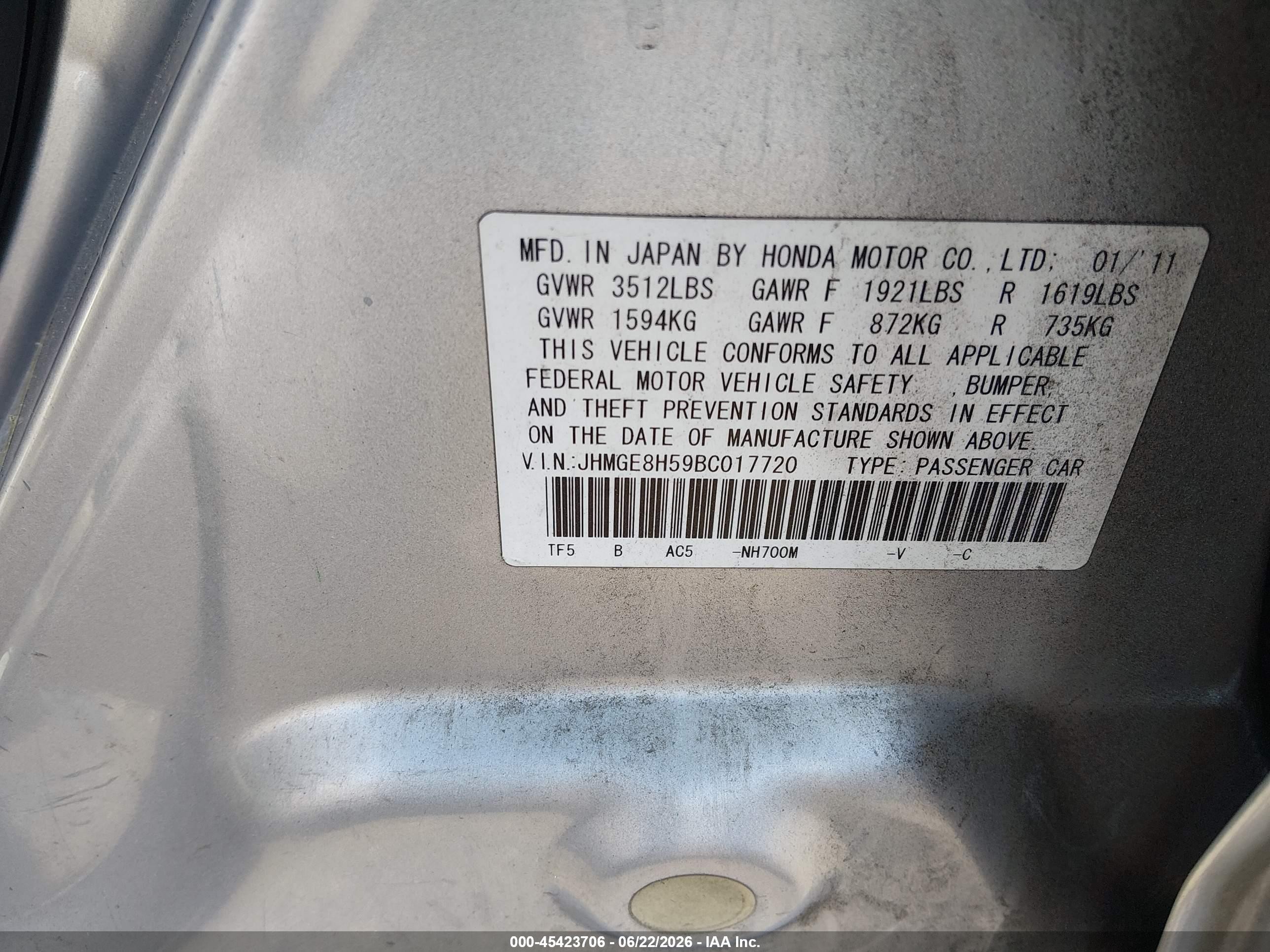 2011 Honda Fit Sport Silver vin: JHMGE8H59BC017720
