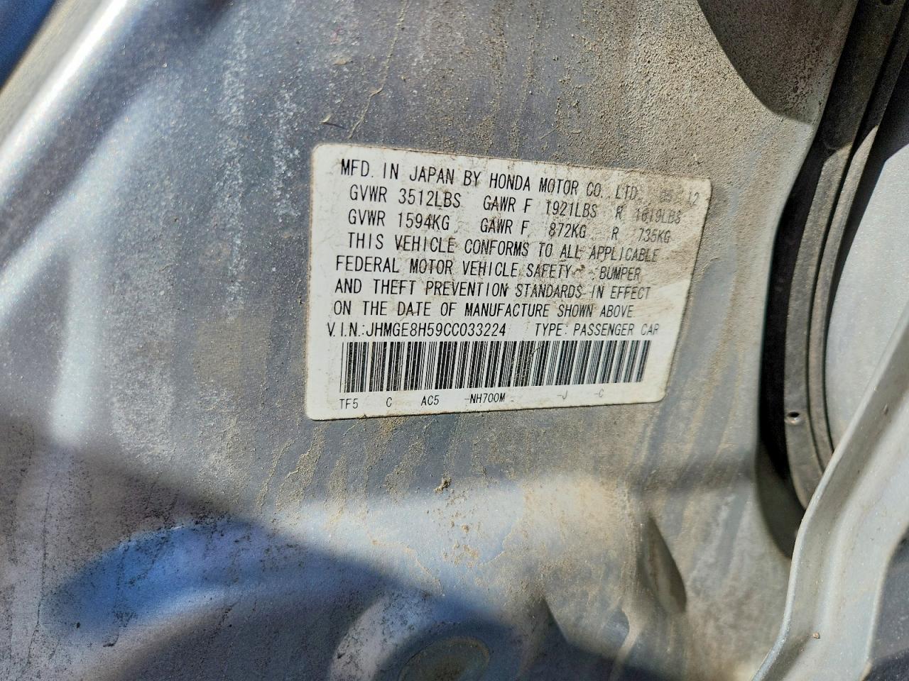 2012 Honda Fit Sport Silver vin: JHMGE8H59CC033224