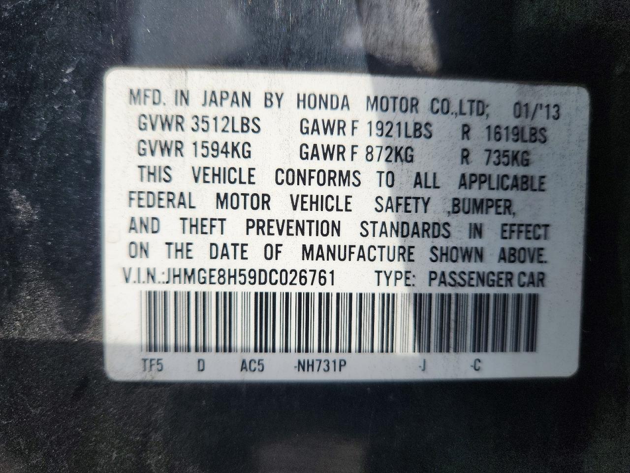 2013 Honda Fit Sport Черный vin: JHMGE8H59DC026761