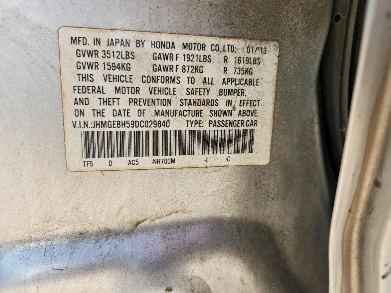 2013 Honda Fit Sport Silver vin: JHMGE8H59DC029840