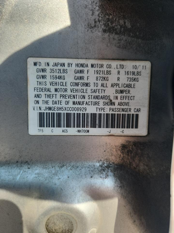 2012 Honda Fit Sport Silver vin: JHMGE8H5XCC008929