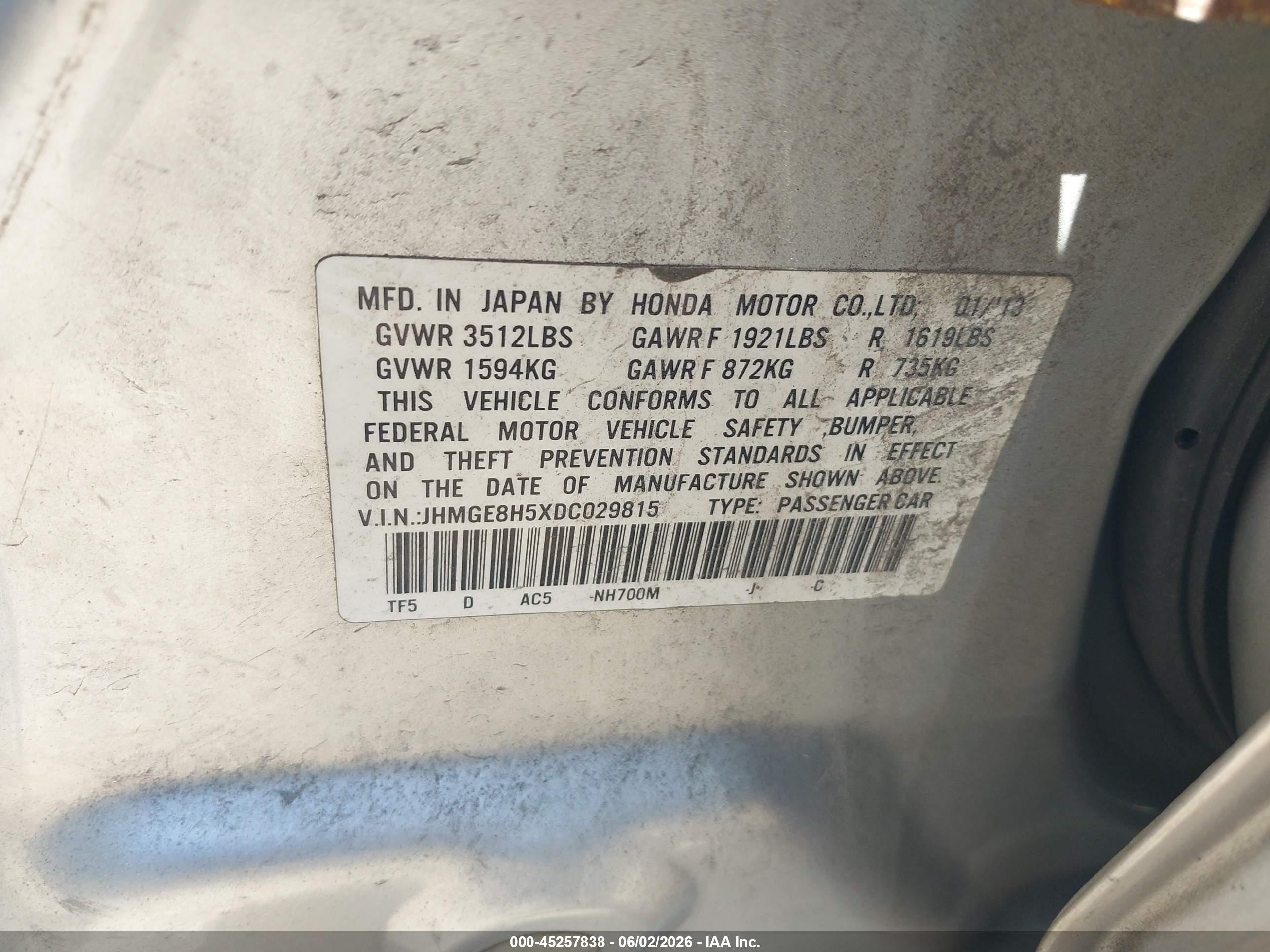 2013 Honda Fit Sport Silver vin: JHMGE8H5XDC029815