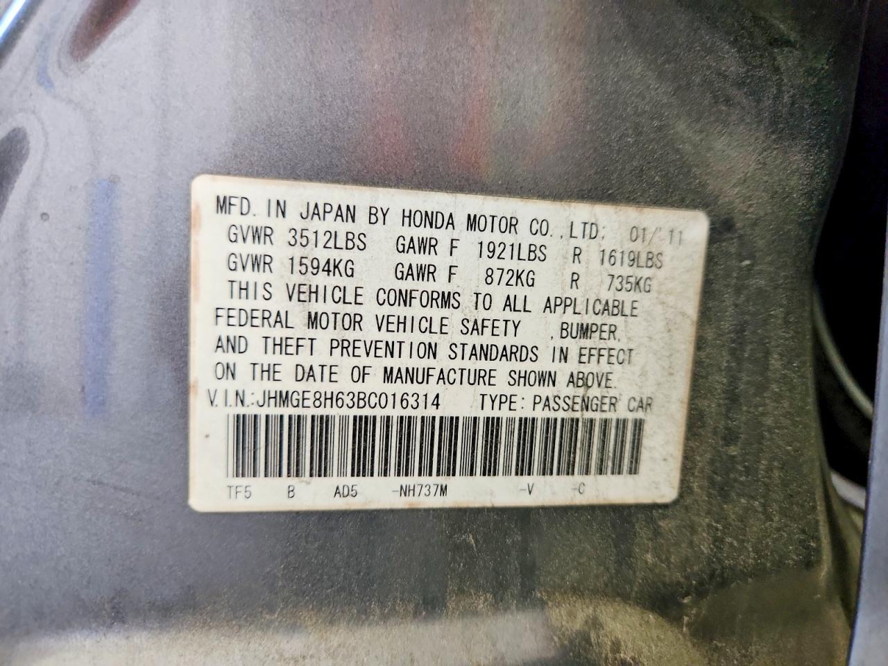 2011 Honda Fit Sport Silver vin: JHMGE8H63BC016314