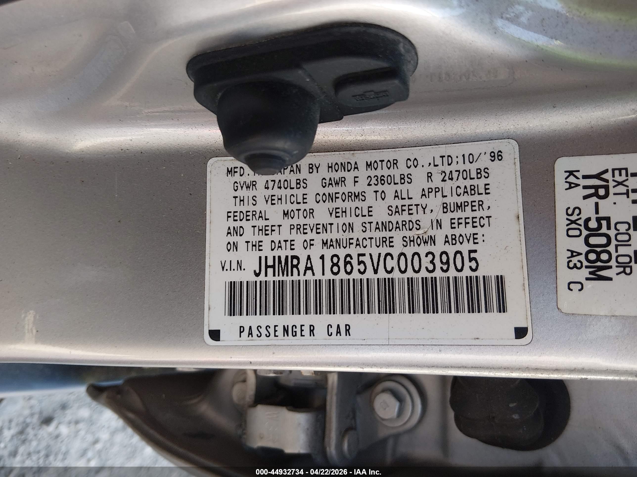 1997 Honda Odyssey Lx Silver vin: JHMRA1865VC003905