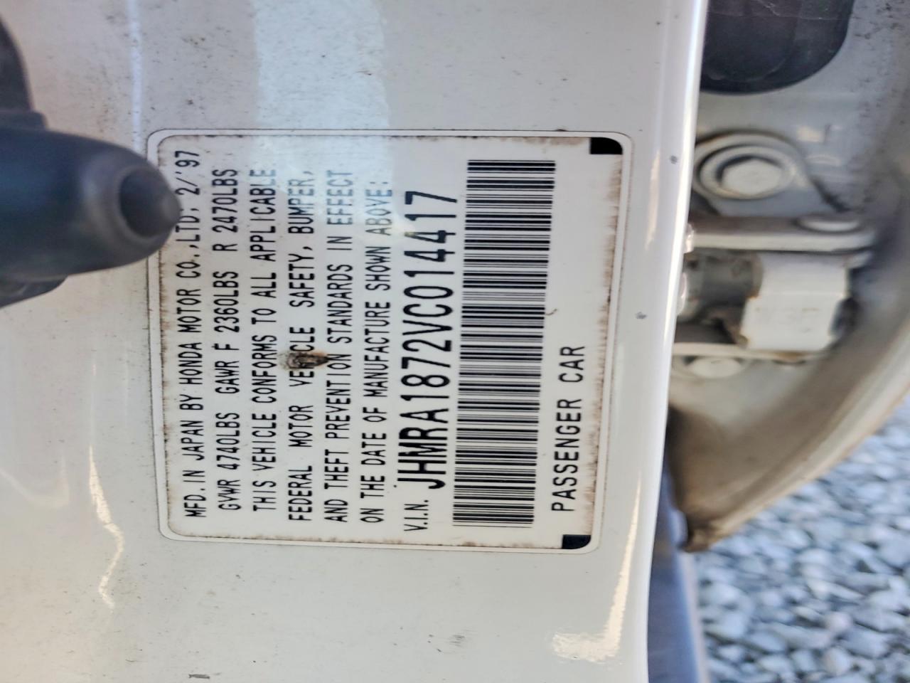 1997 Honda Odyssey Ex White vin: JHMRA1872VC014417