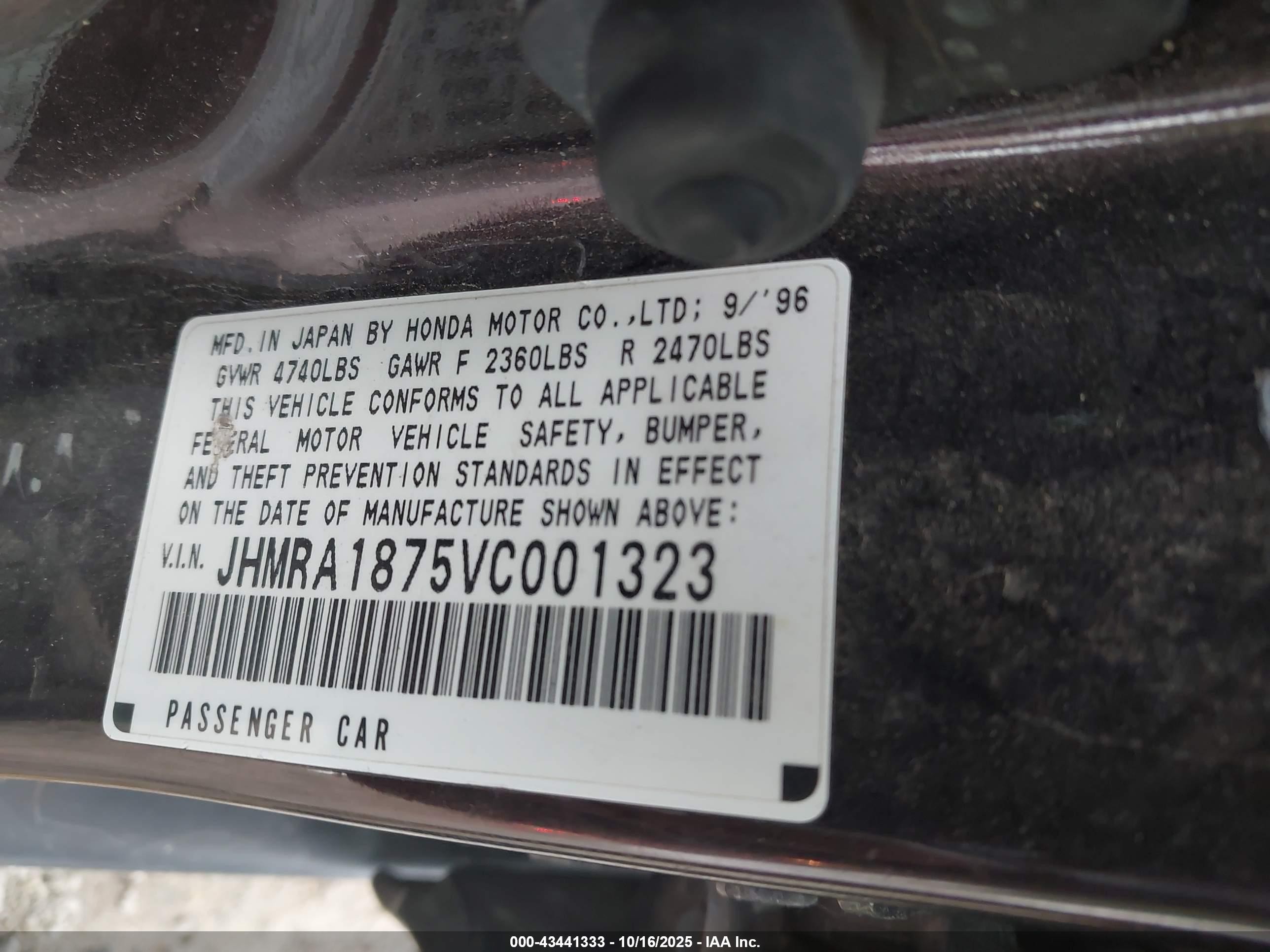 1997 Honda Odyssey Ex Purple vin: JHMRA1875VC001323