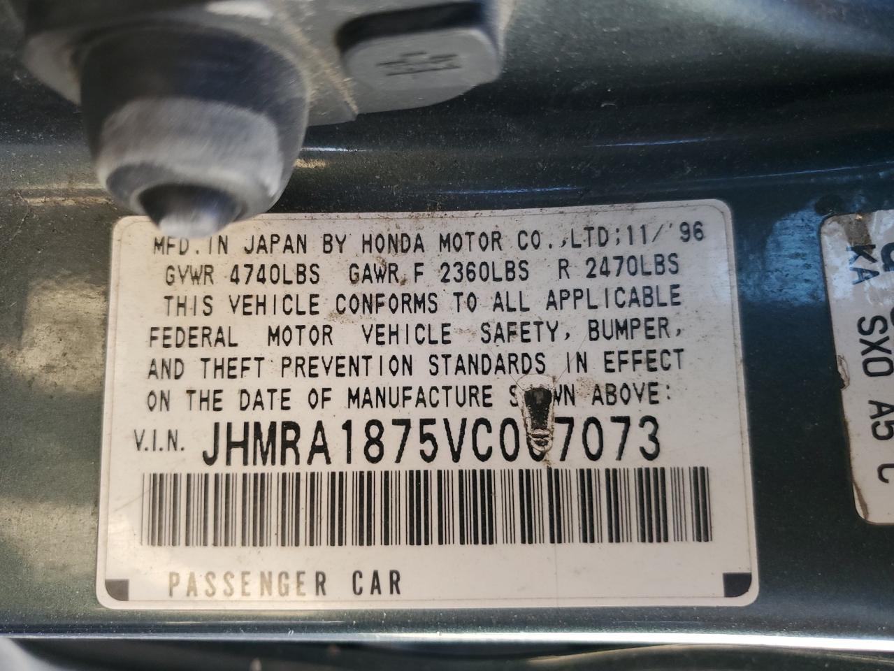 1997 Honda Odyssey Ex Green vin: JHMRA1875VC007073