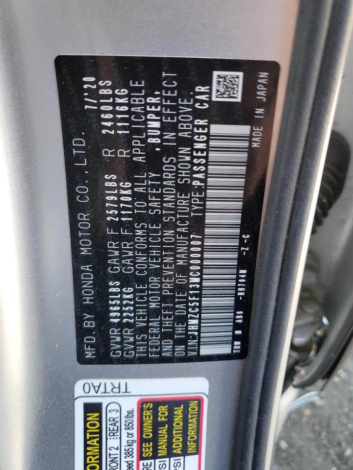 2021 Honda Clarity    Серебряный vin: JHMZC5F13MC000007