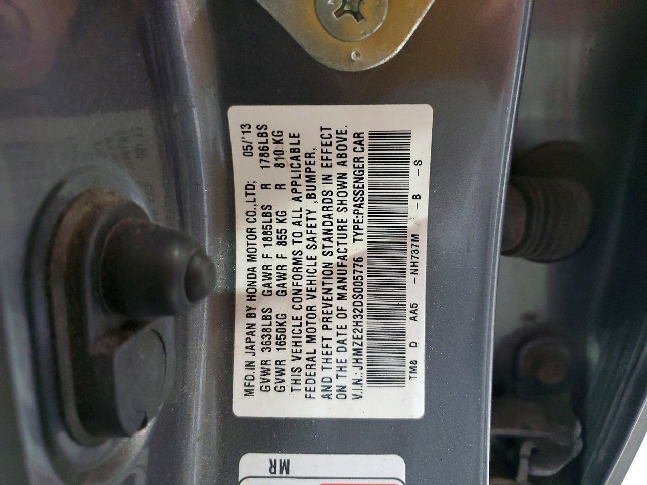 2013 Honda Insight Gray vin: JHMZE2H32DS005776
