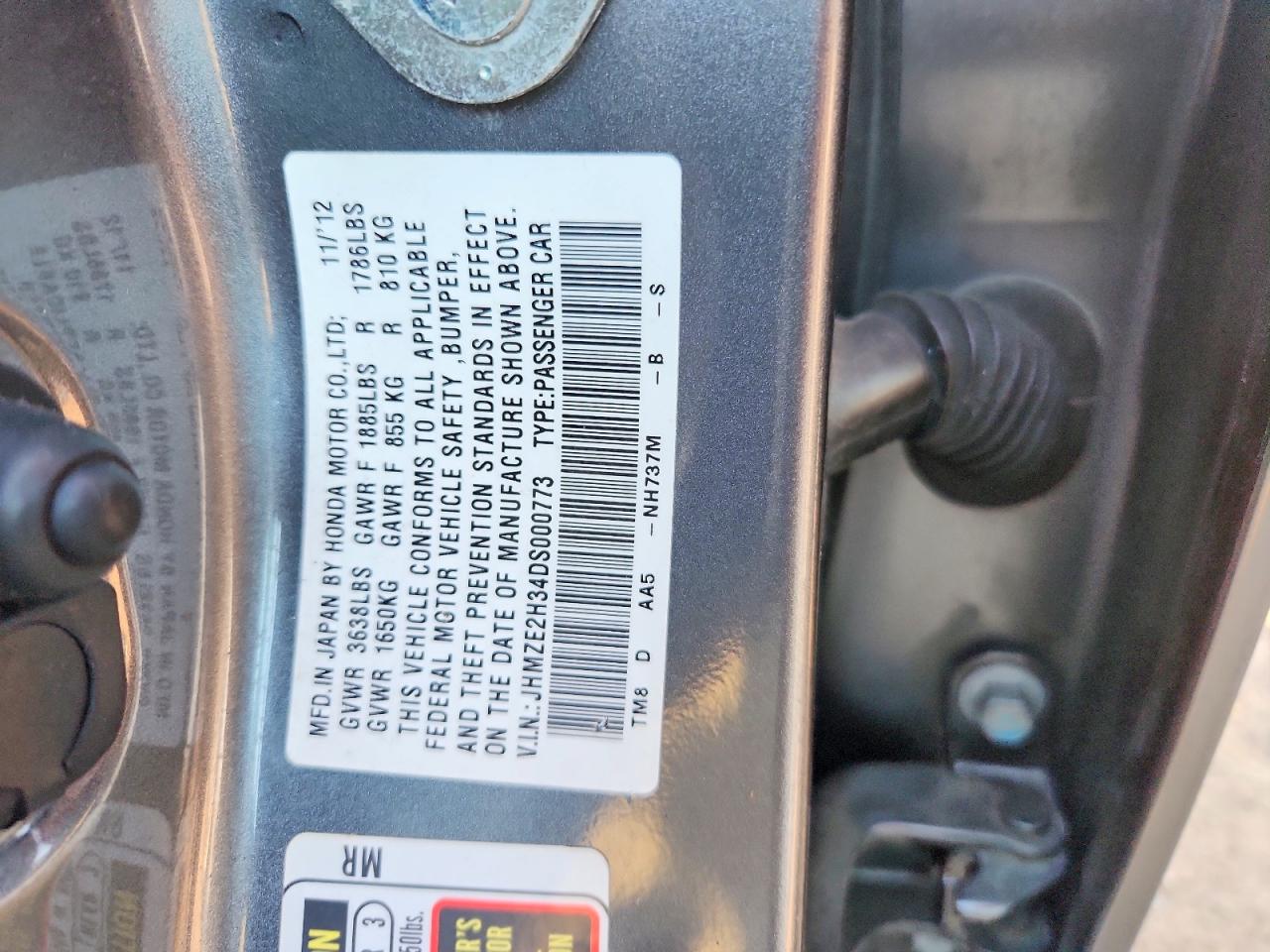 2013 Honda Insight Gray vin: JHMZE2H34DS000773