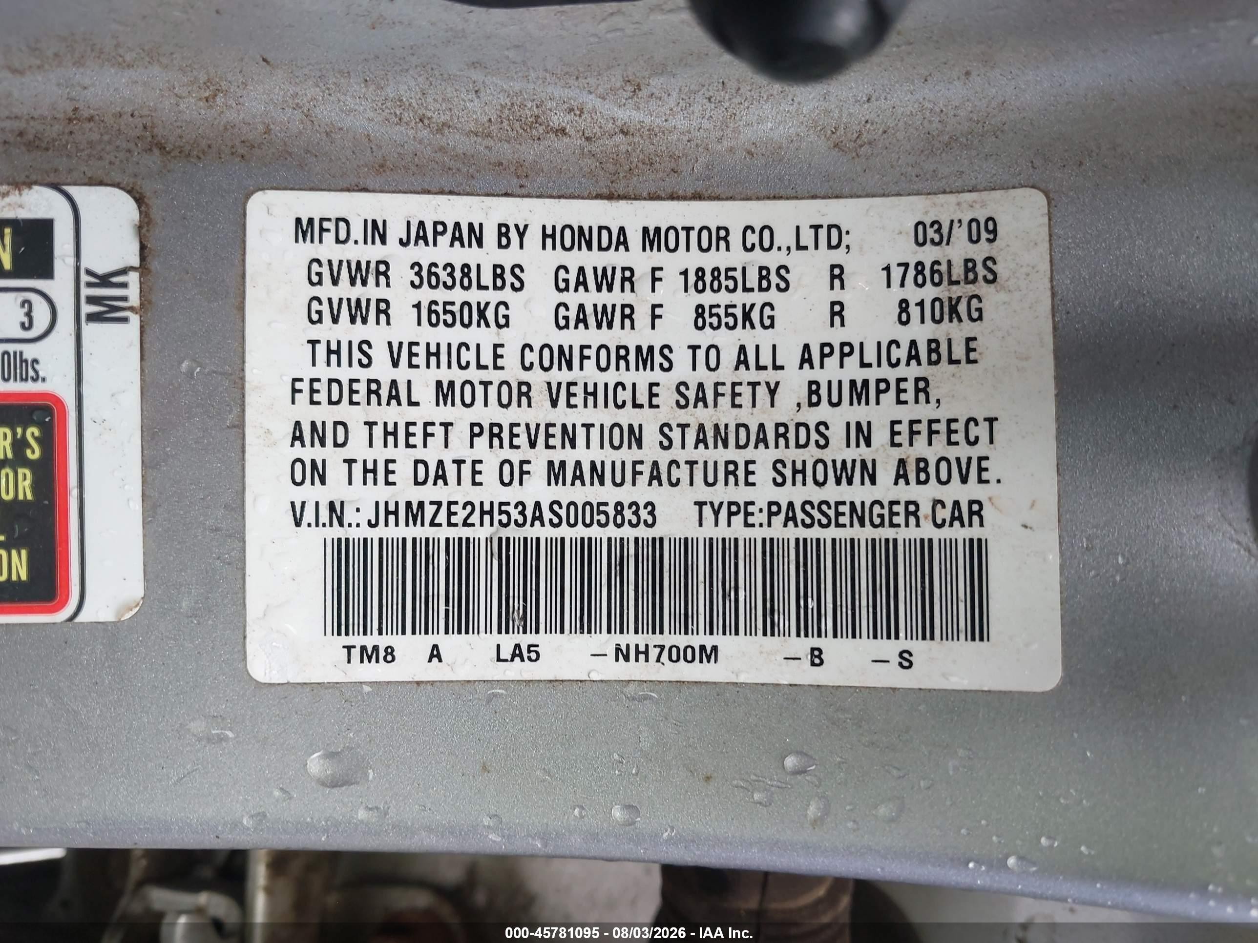 2010 Honda Insight Lx Silver vin: JHMZE2H53AS005833