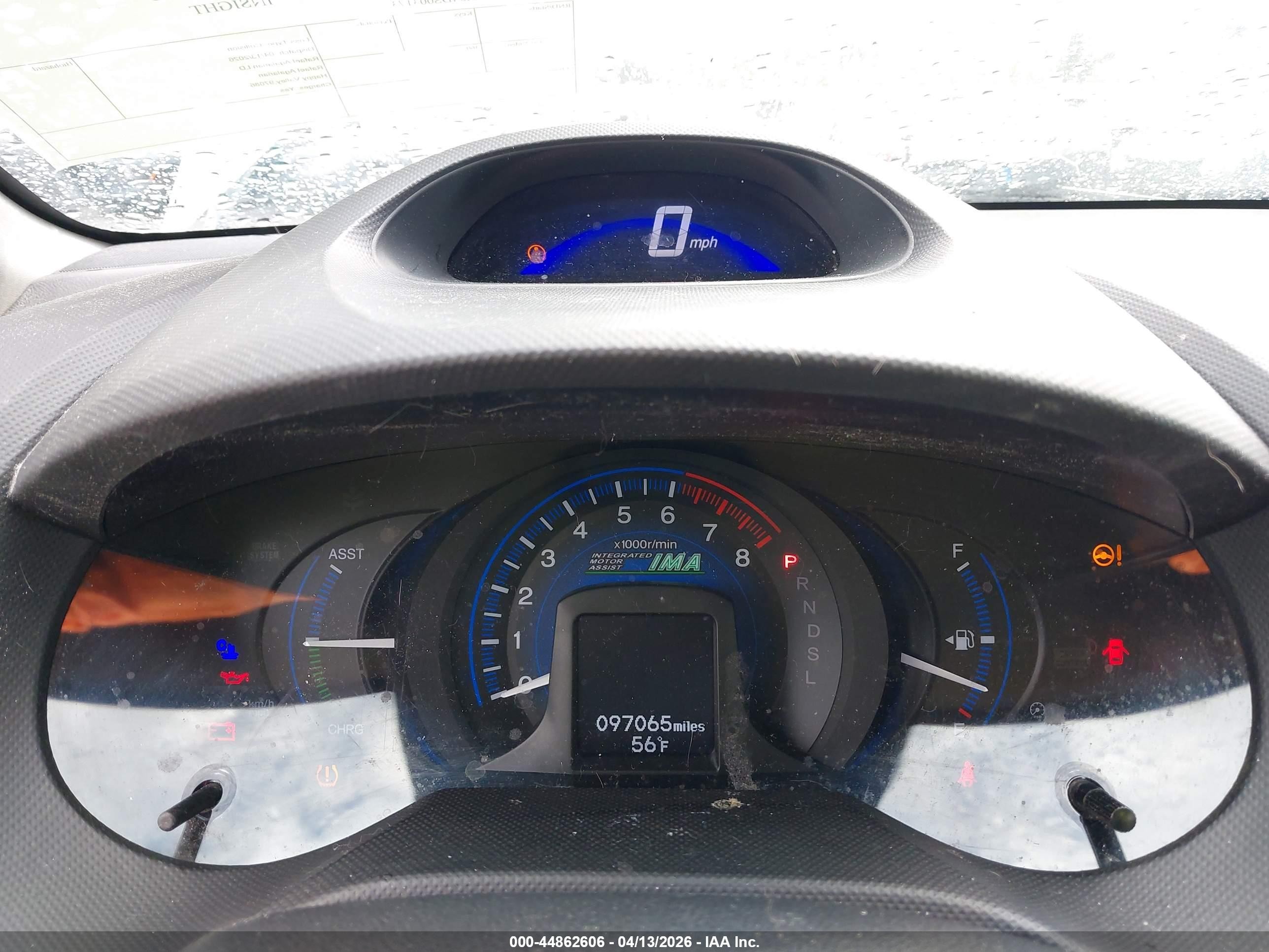 2013 Honda Insight Lx Light Blue vin: JHMZE2H54DS003173