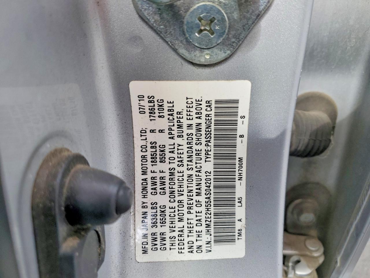 2010 Honda Insight Lx Silver vin: JHMZE2H55AS042012