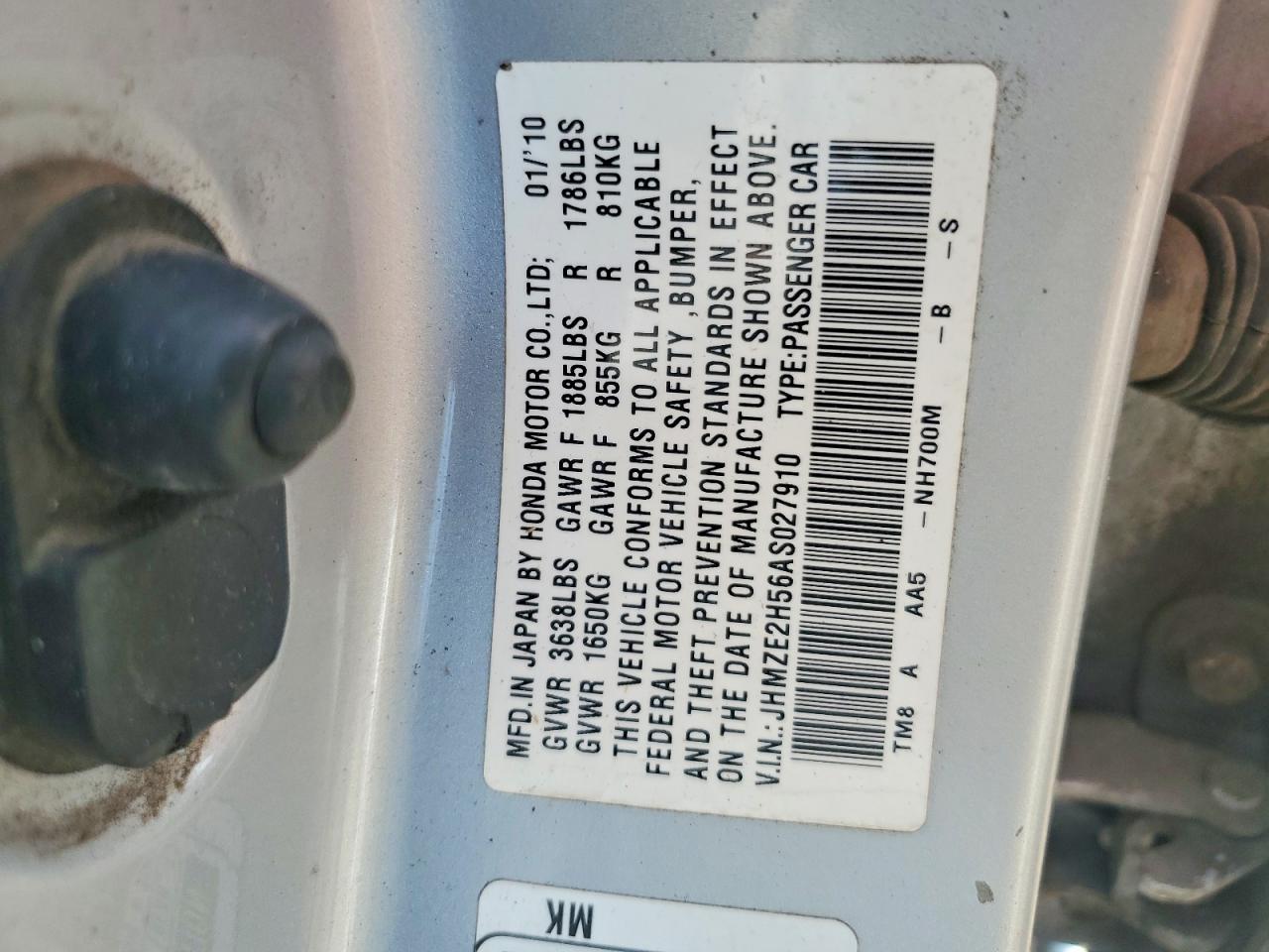 2010 Honda Insight Lx Silver vin: JHMZE2H56AS027910