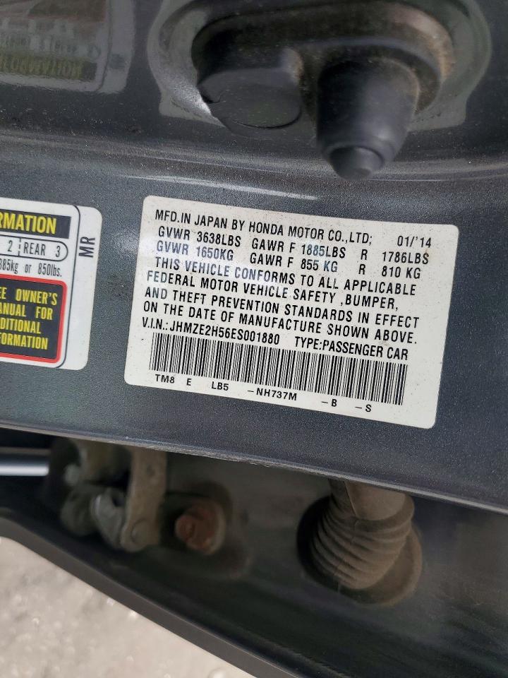 2014 Honda Insight Lx Gray vin: JHMZE2H56ES001880