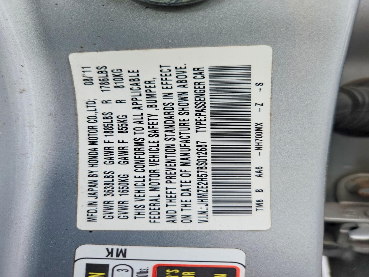 2011 Honda Insight Lx Silver vin: JHMZE2H57BS012687