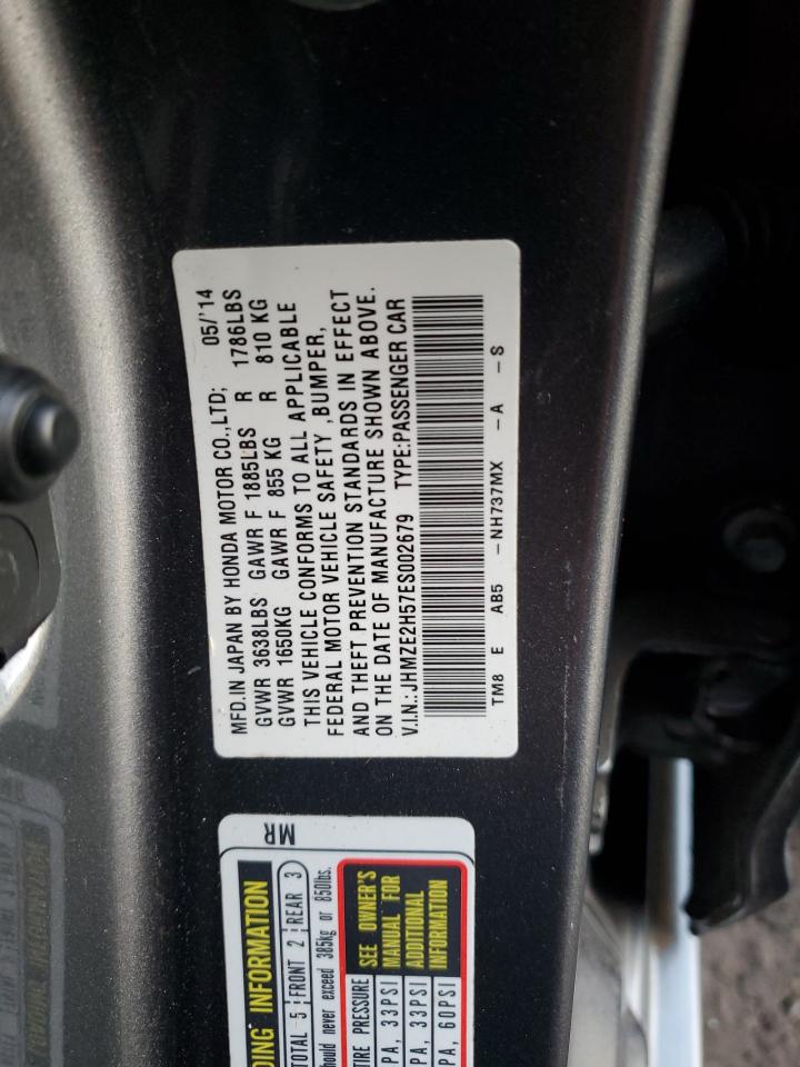 2014 Honda Insight Lx Gray vin: JHMZE2H57ES002679