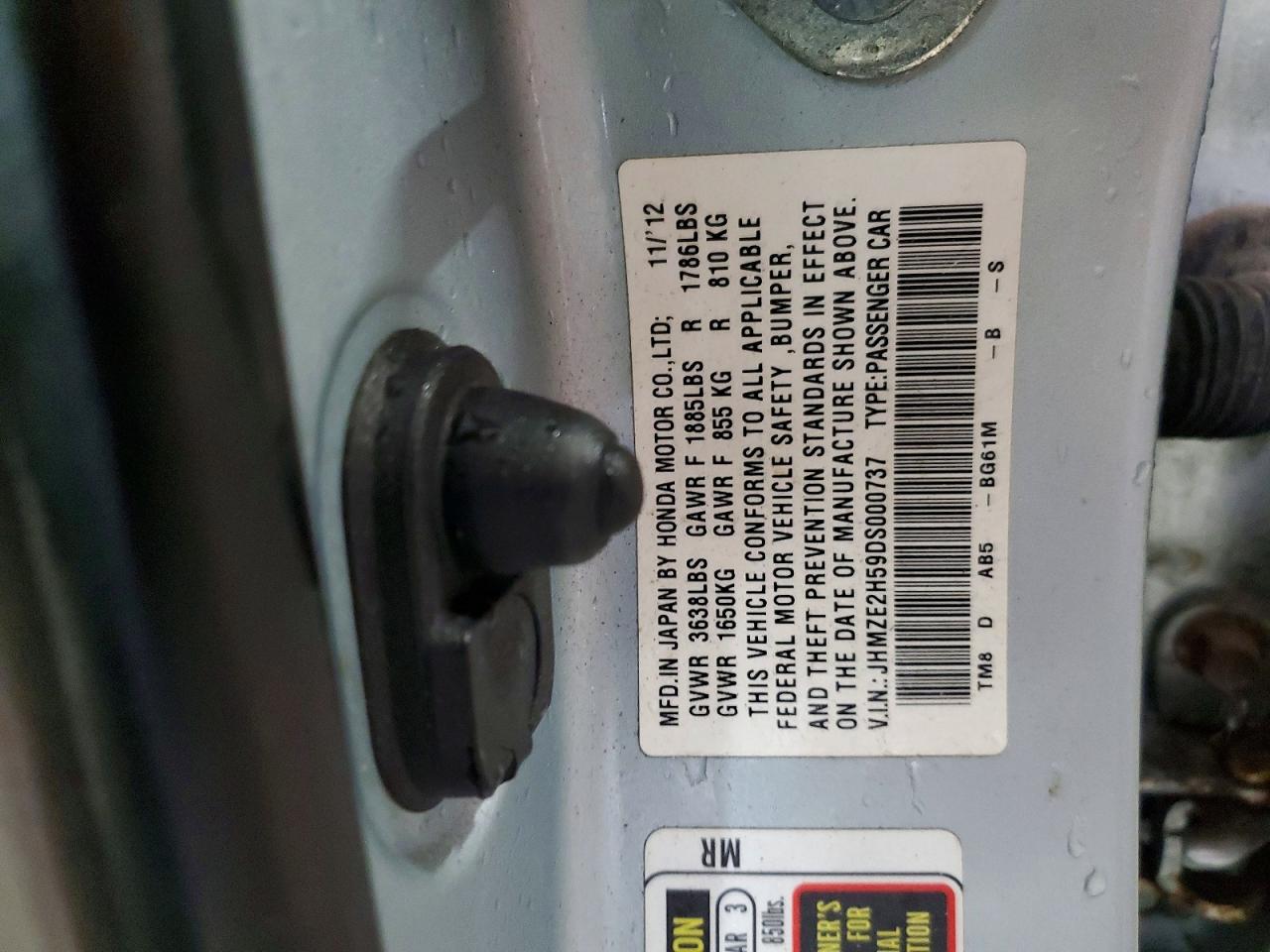 2013 Honda Insight Lx Синий vin: JHMZE2H59DS000737