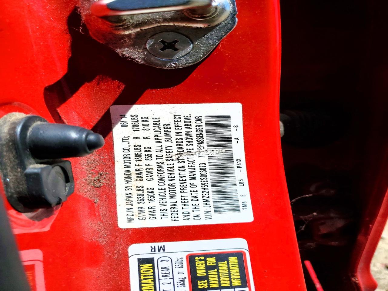 2014 Honda Insight Lx Red vin: JHMZE2H59ES003073