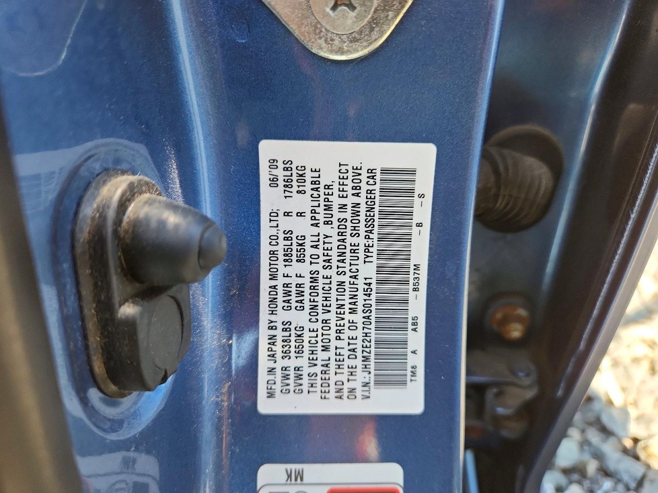 2010 Honda Insight Ex Blue vin: JHMZE2H70AS014541