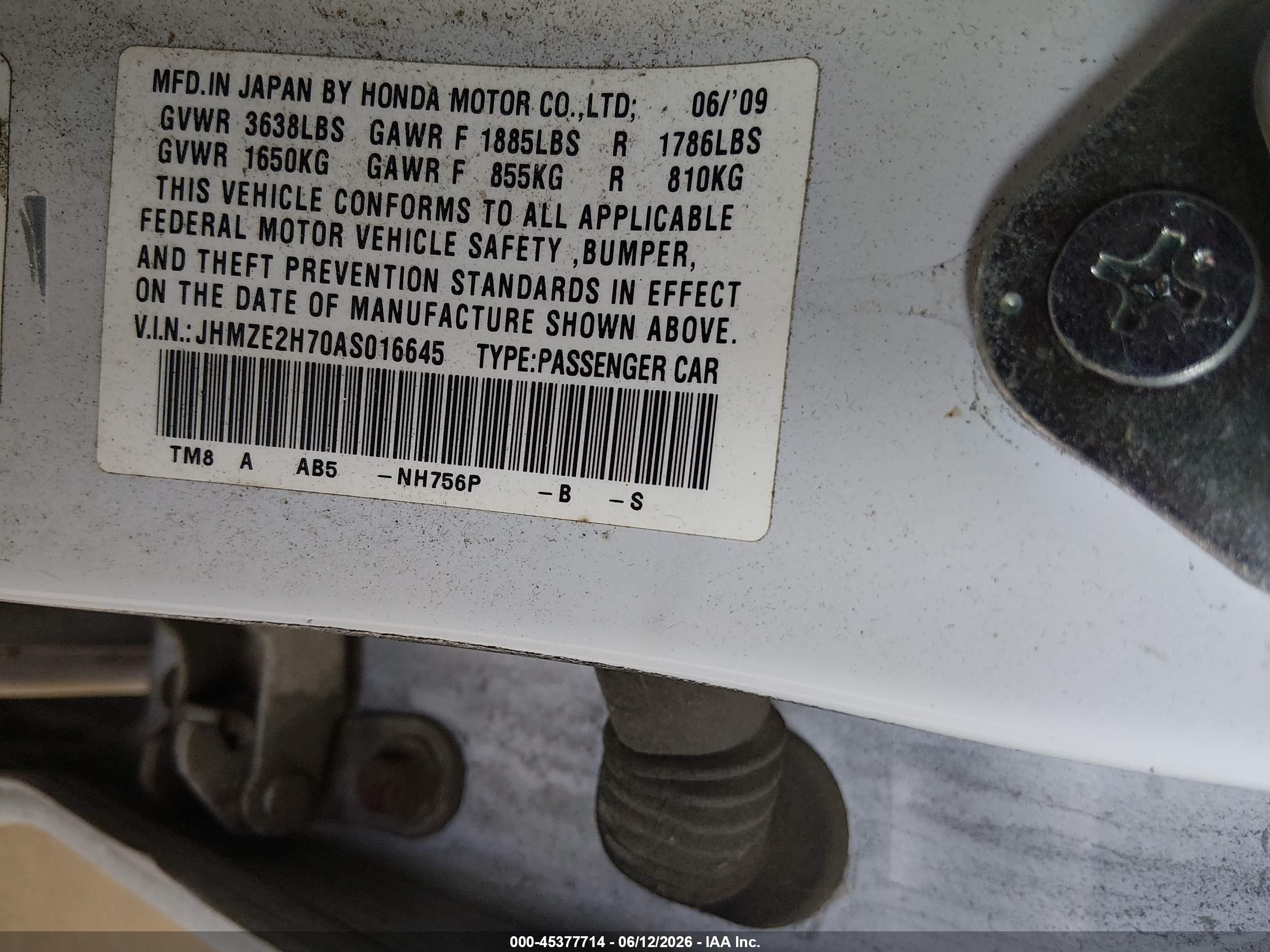 2010 Honda Insight Ex Белый vin: JHMZE2H70AS016645