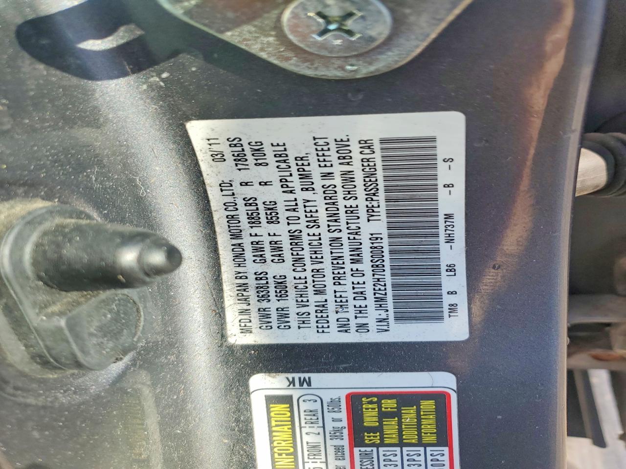 2011 Honda Insight Ex Silver vin: JHMZE2H70BS008191