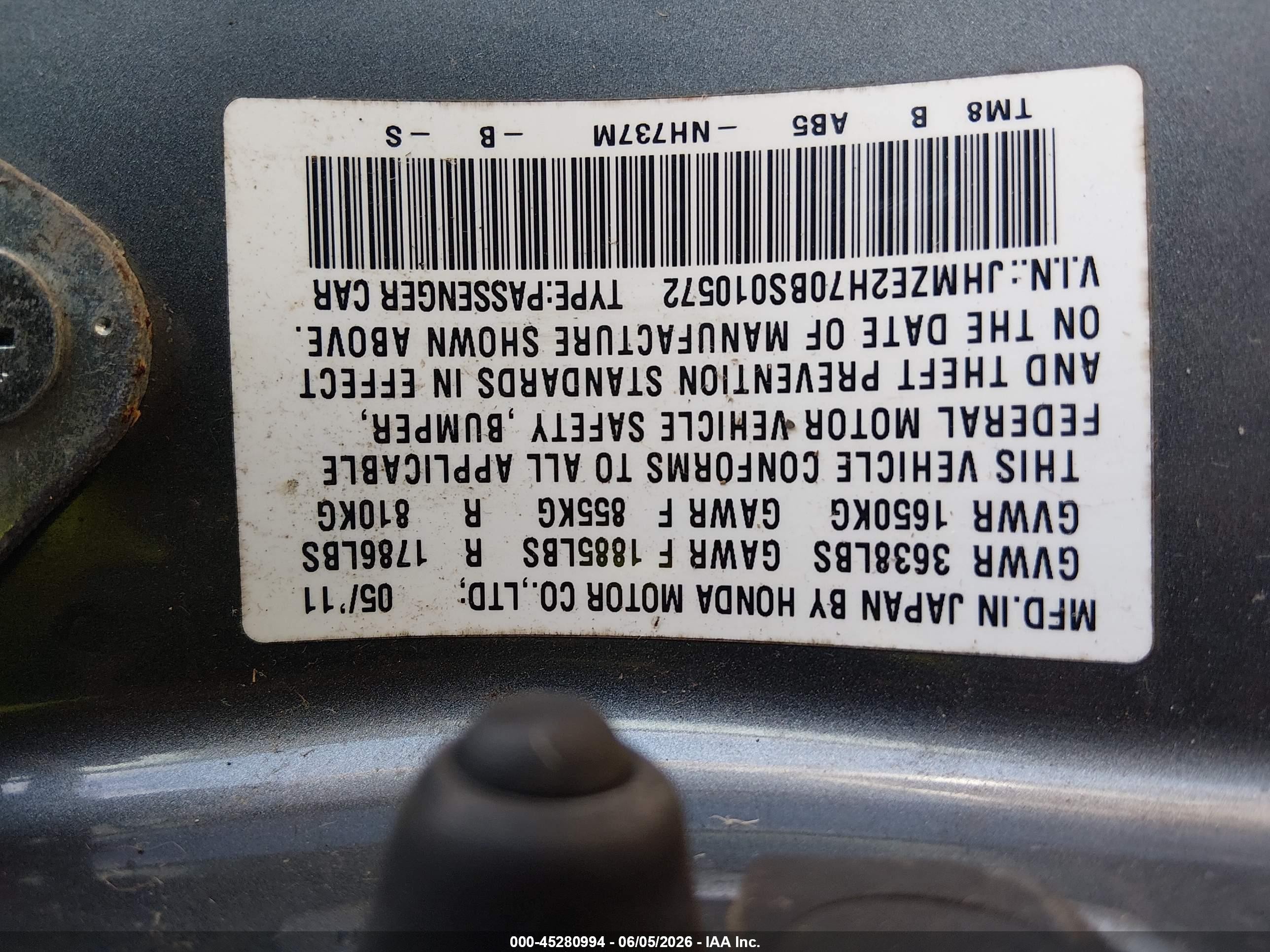 2011 Honda Insight Ex Gray vin: JHMZE2H70BS010572