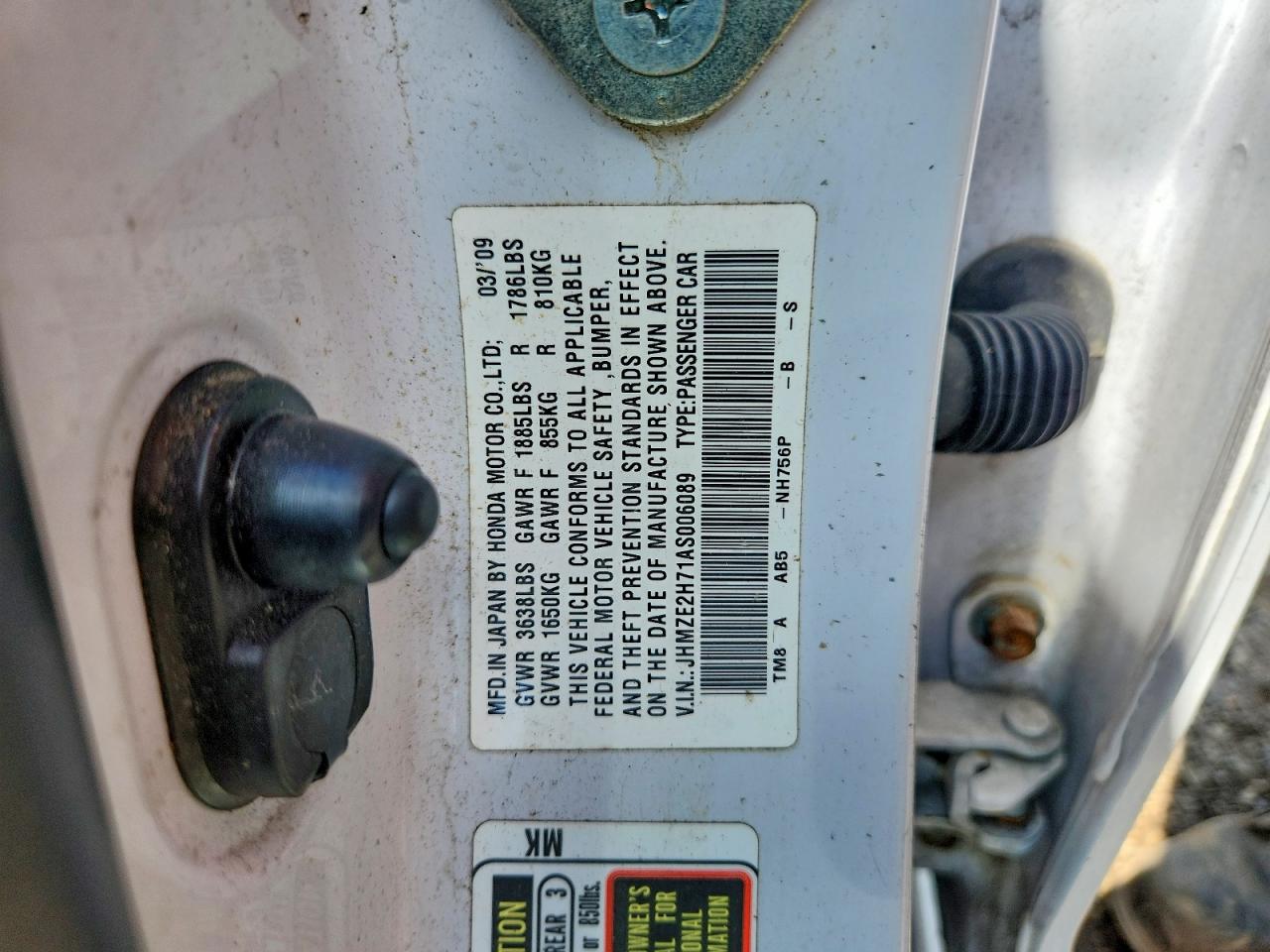 2010 Honda Insight Ex White vin: JHMZE2H71AS006089