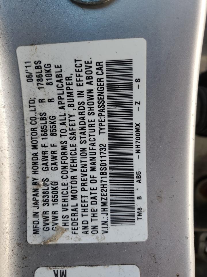 2011 Honda Insight Ex Silver vin: JHMZE2H71BS011732
