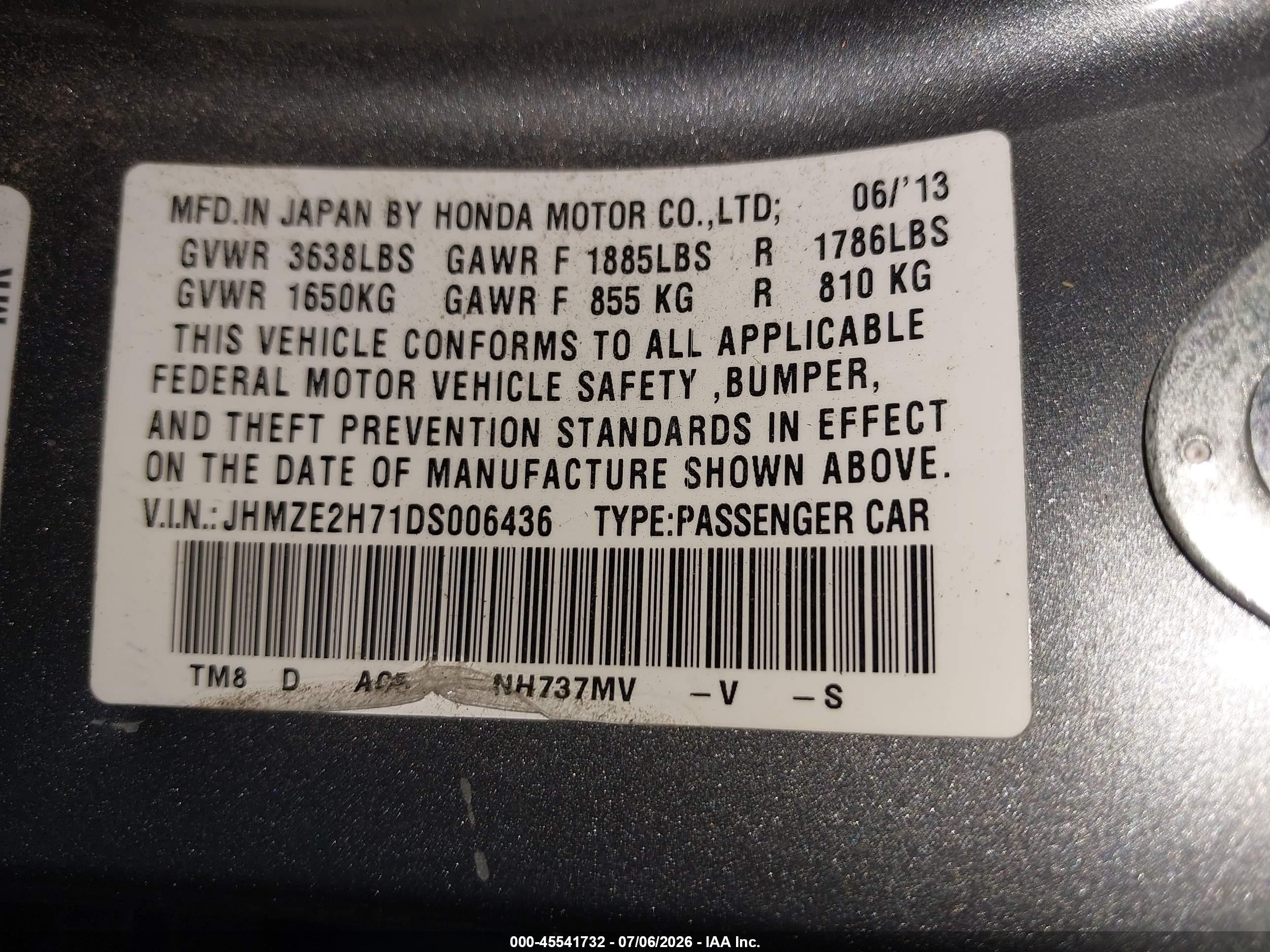 2013 Honda Insight Ex Gray vin: JHMZE2H71DS006436