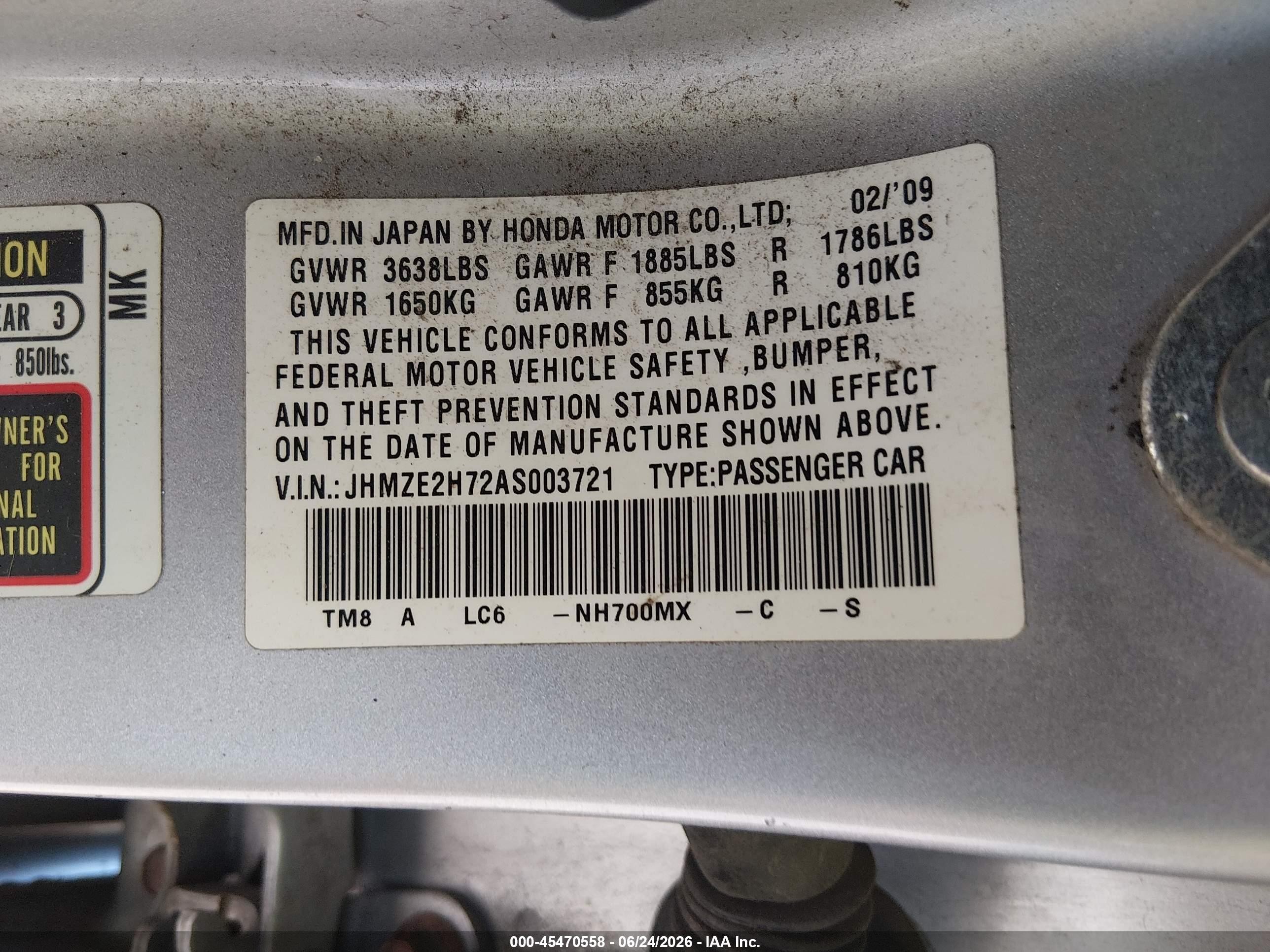 2010 Honda Insight Ex Серебряный vin: JHMZE2H72AS003721