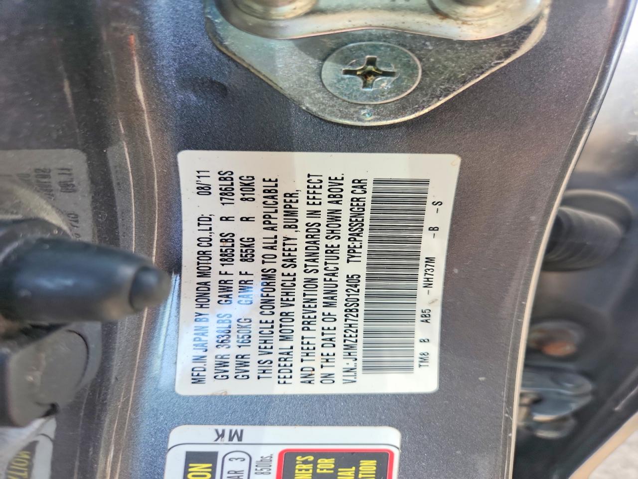 2011 Honda Insight Ex Gray vin: JHMZE2H72BS012405