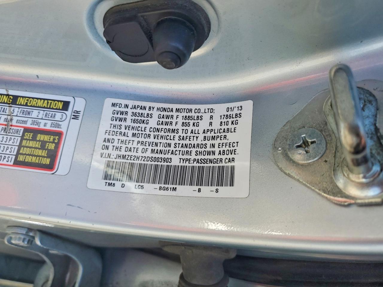 2013 Honda Insight Ex Blue vin: JHMZE2H72DS003903