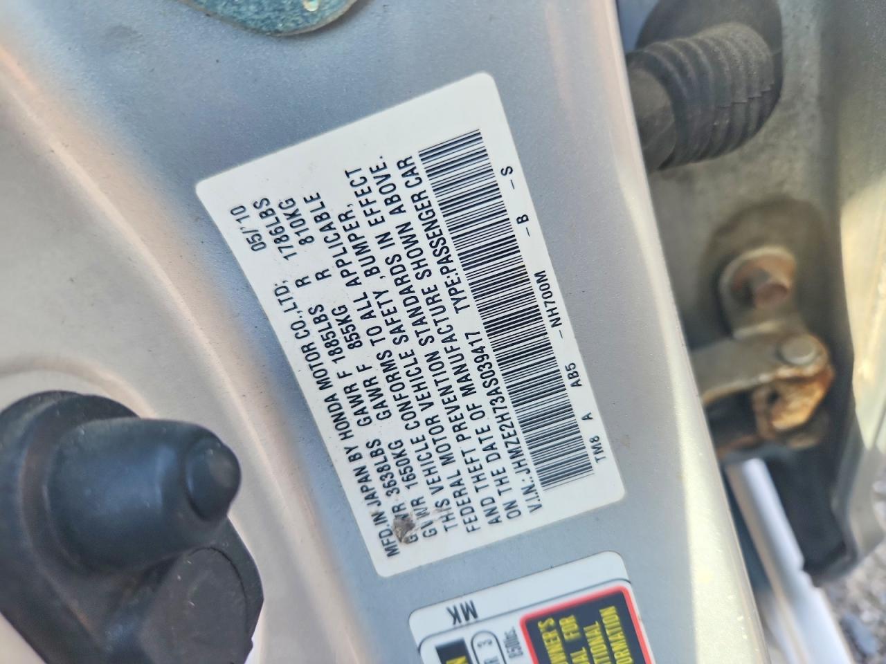 2010 Honda Insight Ex Silver vin: JHMZE2H73AS039417