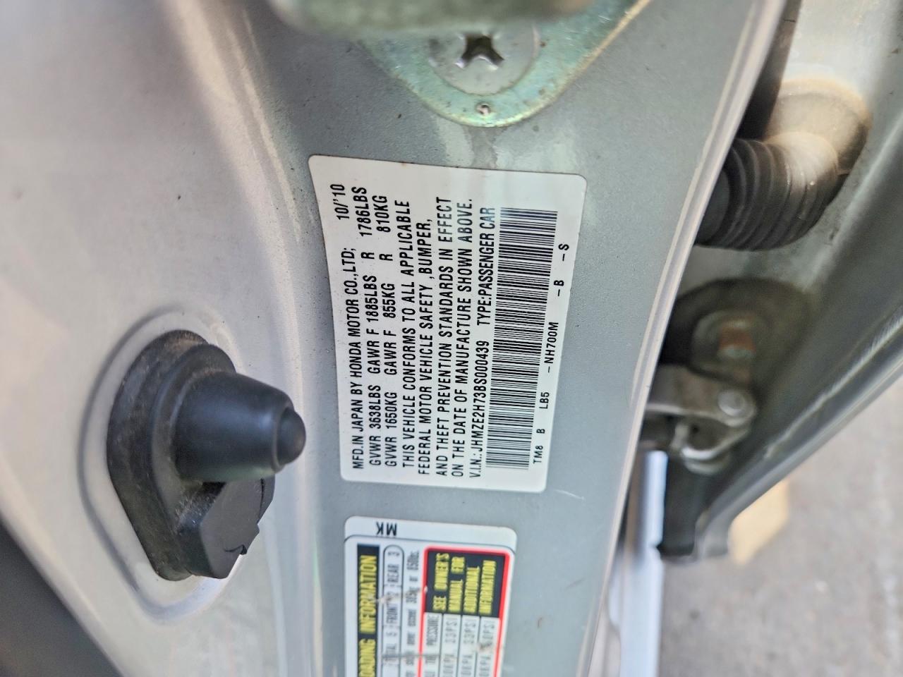 2011 Honda Insight Ex Gray vin: JHMZE2H73BS000439