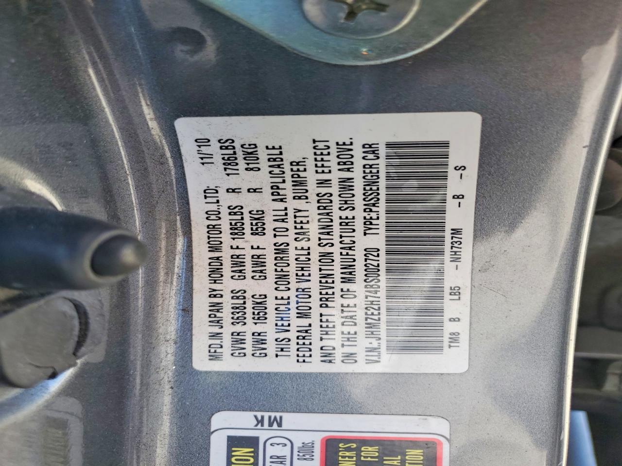 2011 Honda Insight Ex Gray vin: JHMZE2H74BS002720