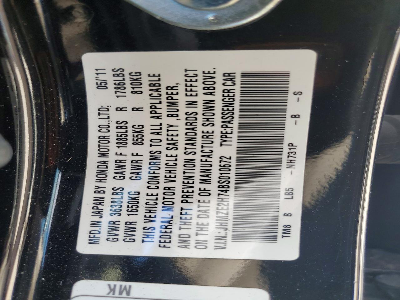 2011 Honda Insight Ex Черный vin: JHMZE2H74BS010672