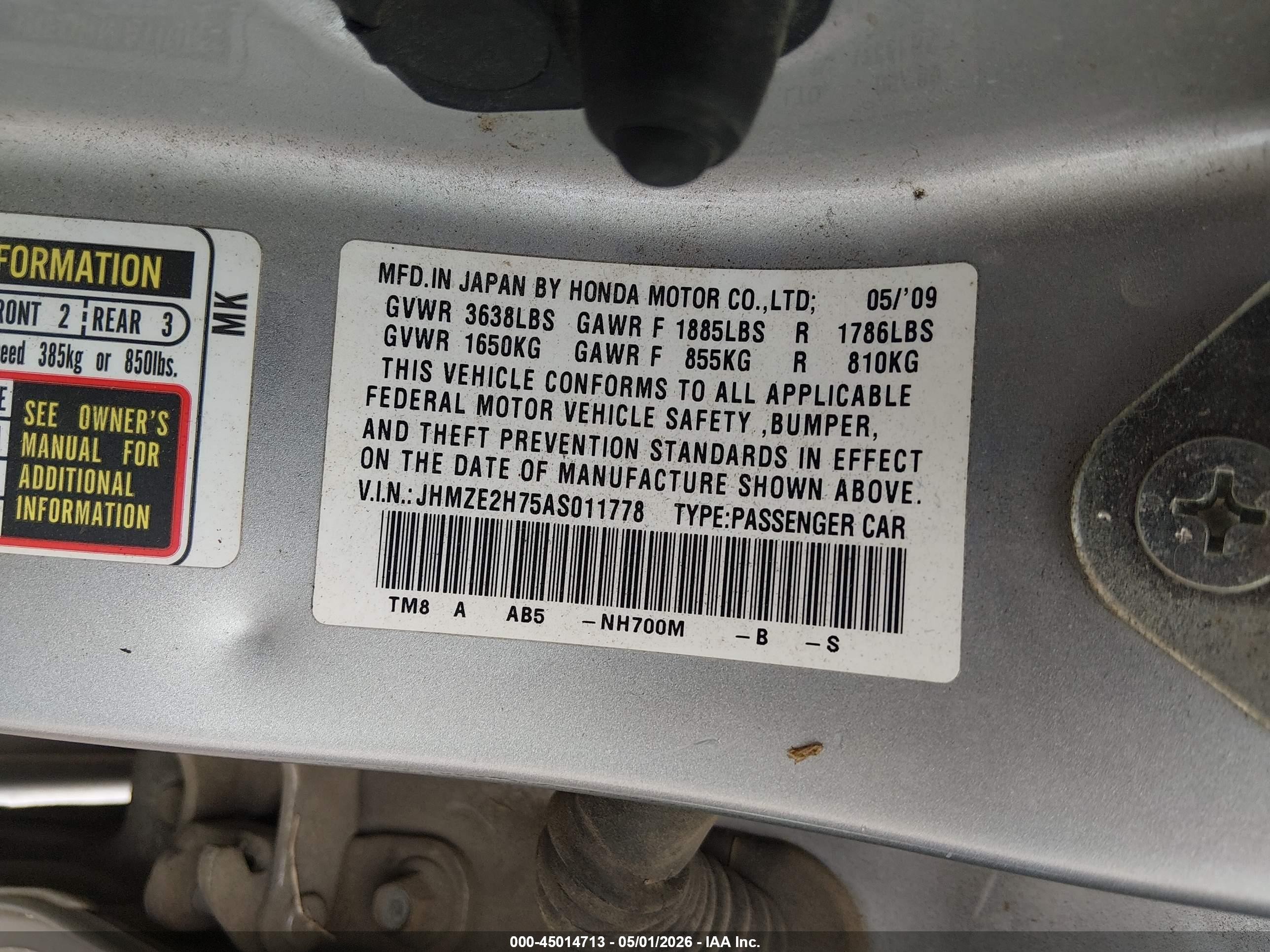 2010 Honda Insight Ex Silver vin: JHMZE2H75AS011778