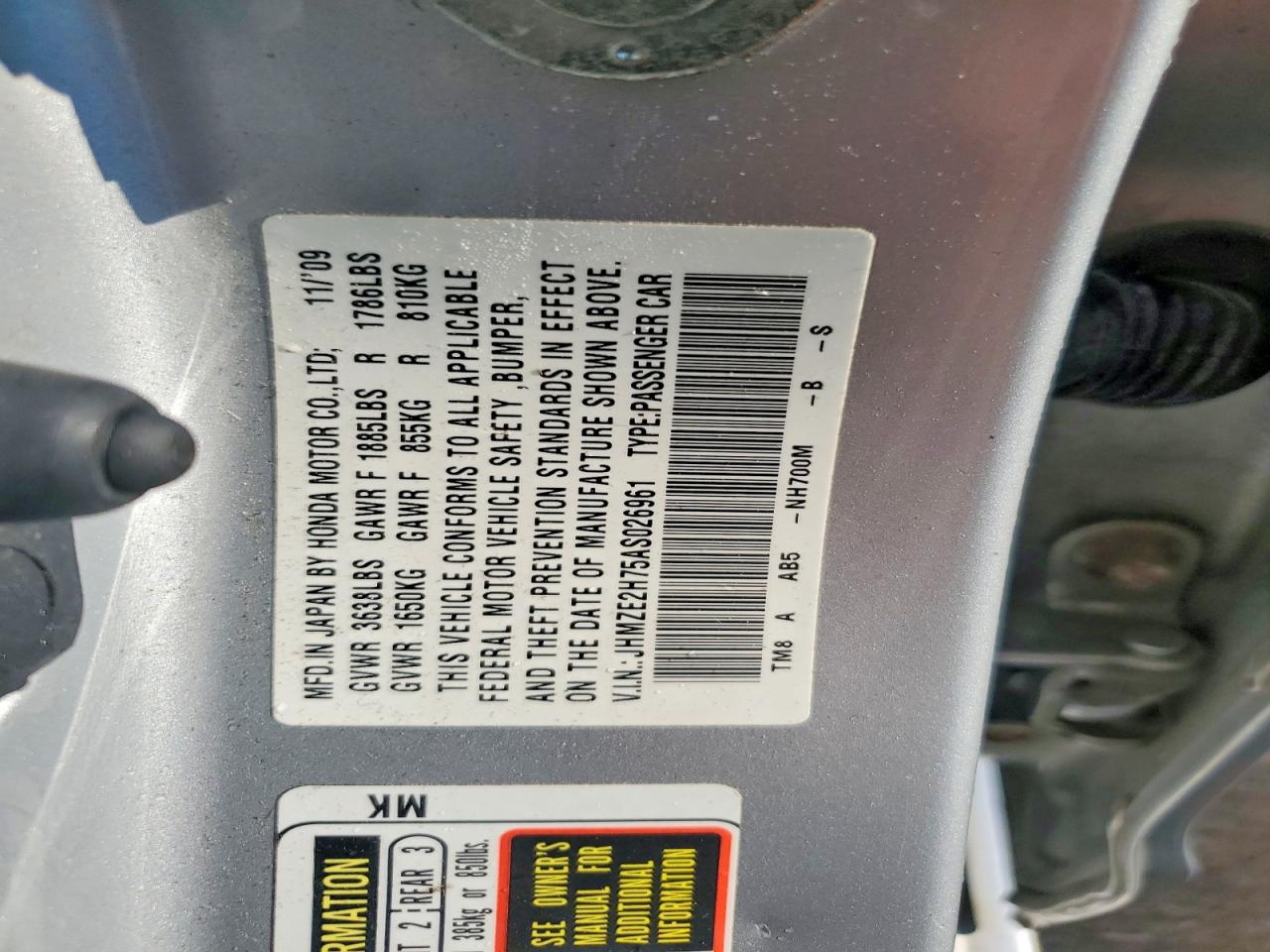 2010 Honda Insight Ex Silver vin: JHMZE2H75AS026961