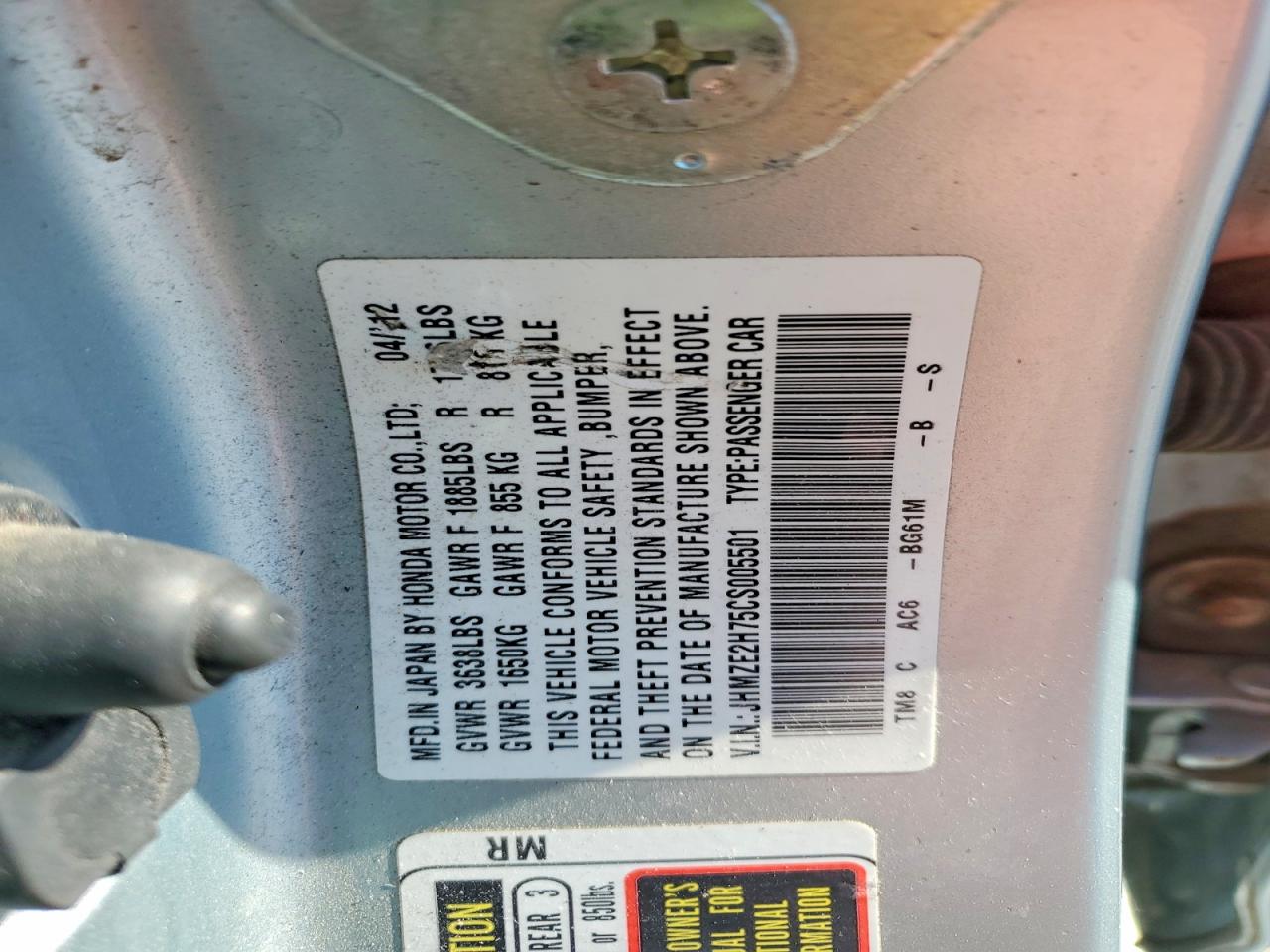 2012 Honda Insight Ex Silver vin: JHMZE2H75CS005501