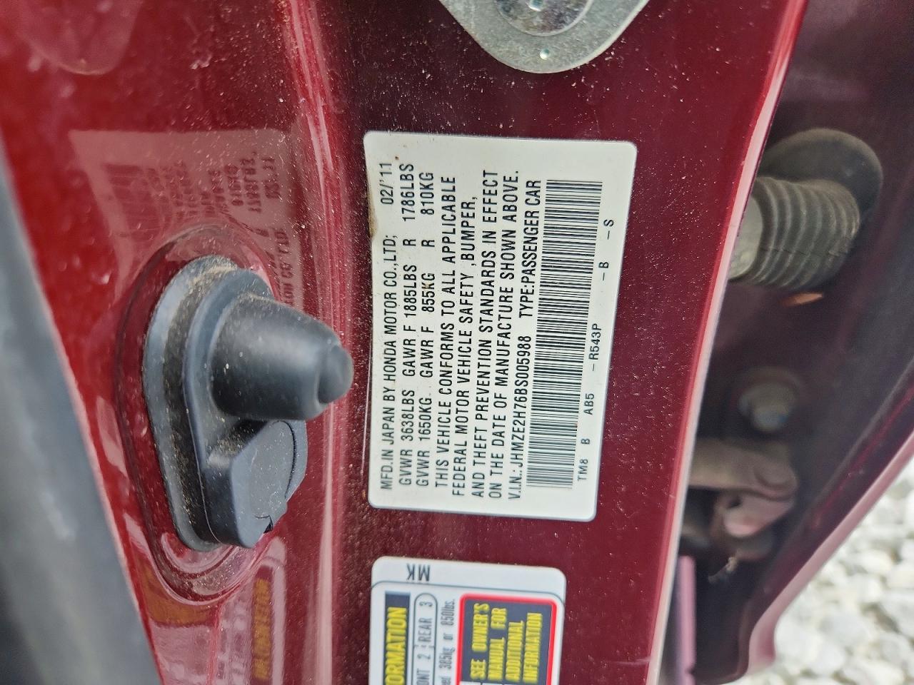 2011 Honda Insight Ex Бордовый vin: JHMZE2H76BS005988