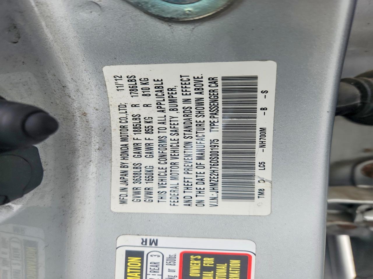 2013 Honda Insight Ex Silver vin: JHMZE2H76DS001975
