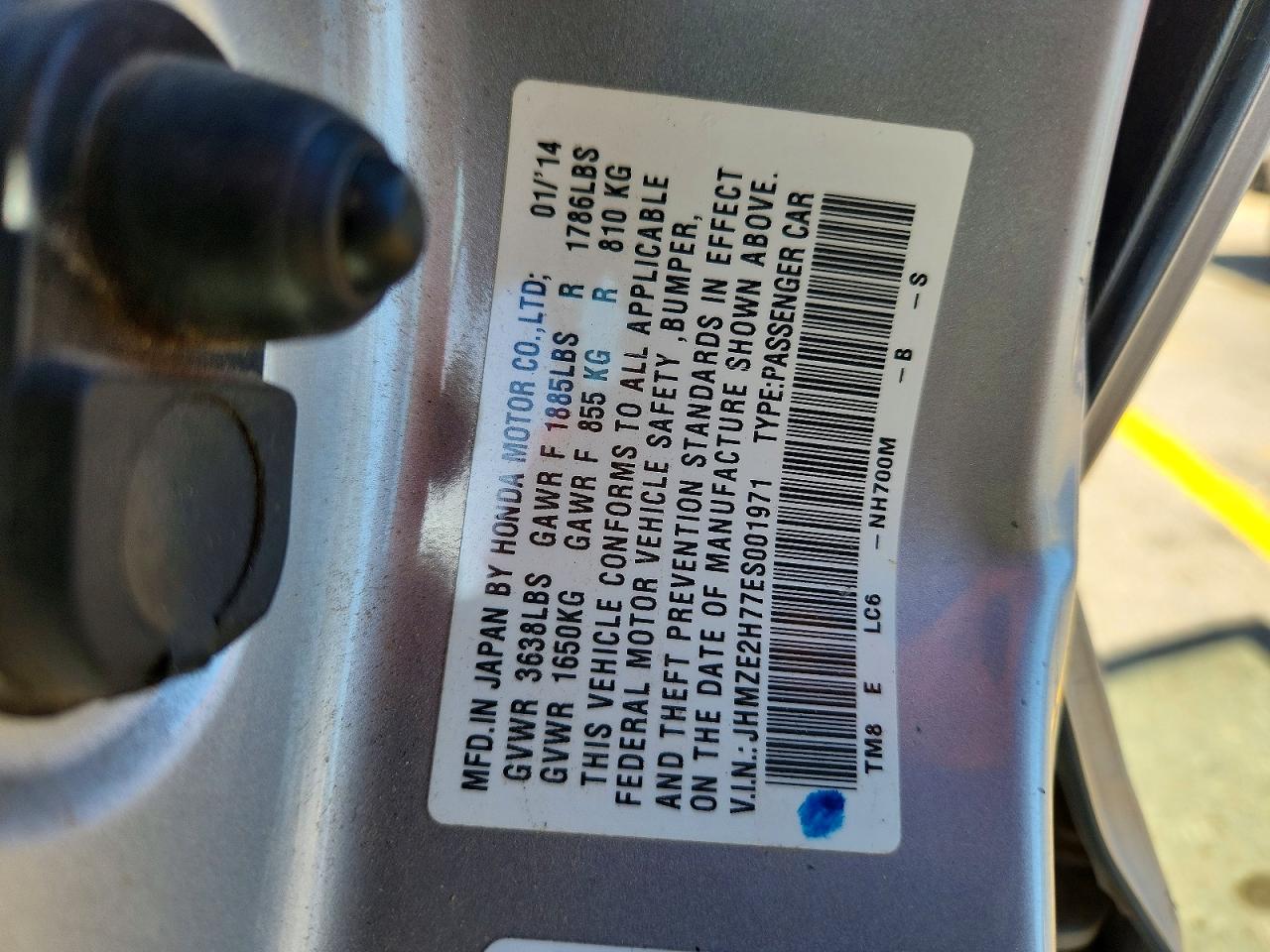 2014 Honda Insight Ex Silver vin: JHMZE2H77ES001971